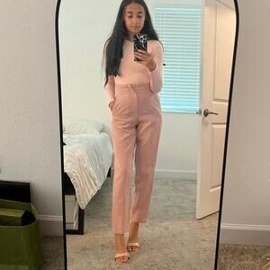 Blush Pink High Waist Tailored Trousers XS | Minimalist Old Money Pants